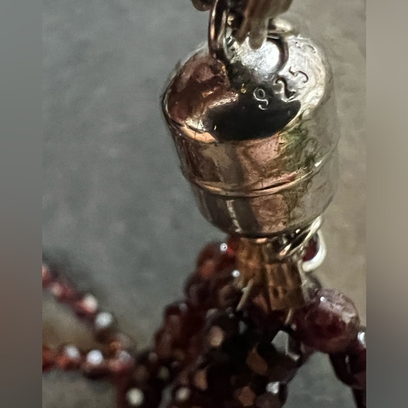 Sterling 8 strand garnet necklace - Picture 3 of 5